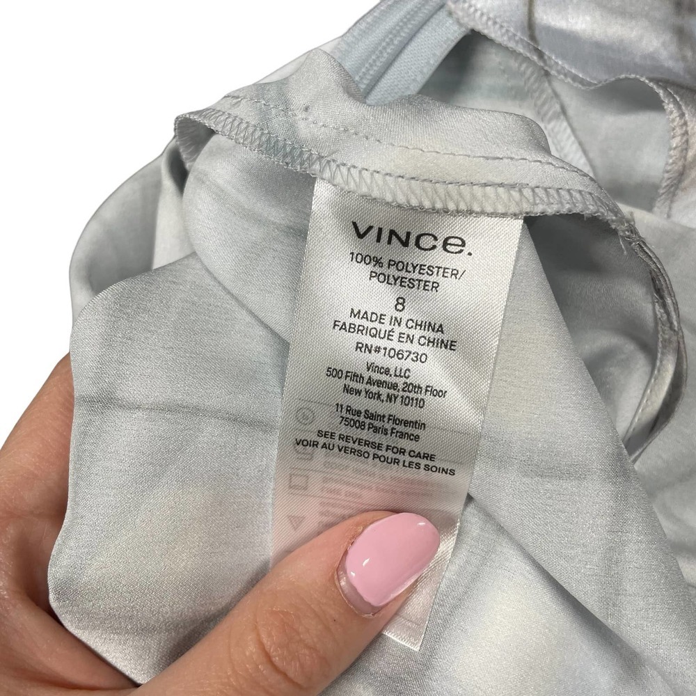 Vince Hazy Plaid Cowl Neck Slip Dress in Powder Blue Gray Size 8 - Picture 11 of 13